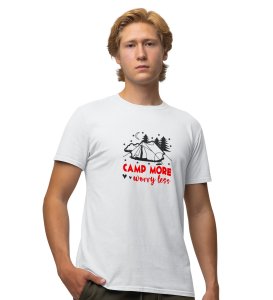 JD.TRENDS Worry Less White Round Neck Cotton Half Sleeved Men's T-Shirt with Printed Graphics