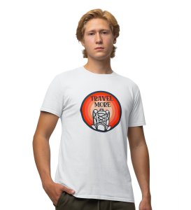 JD.TRENDS Travel More White Round Neck Cotton Half Sleeved Men's T-Shirt with Printed Graphics