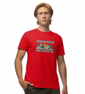 Outdoor adventure - Red Printed t-shirts - Clothes for travellers and riders -for mens - suitable for all kinds of Adventurous journey- best gifting item for friends and family.