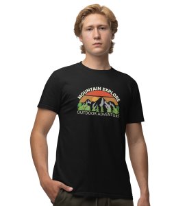 JD.TRENDS Explore Black Round Neck Cotton Half Sleeved Men's T-Shirt with Printed Graphics