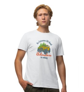 JD.TRENDS An Extreme Off Road White Round Neck Cotton Half Sleeved Men's T-Shirt with Printed Graphics