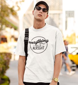 Stay Positive White Round Neck Cotton Half Sleeved Men's T-Shirt with Printed Graphics