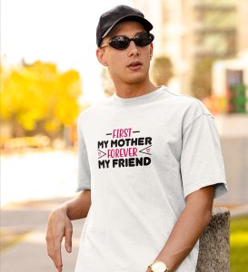 Forever My Friend White Round Neck Cotton Half Sleeved Men's T-Shirt with Printed Graphics