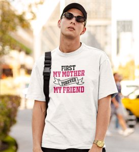 My Mother White Round Neck Cotton Half Sleeved Men's T-Shirt with Printed Graphics