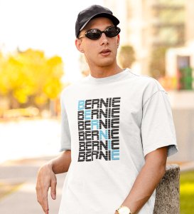 Bernie White Round Neck Cotton Half Sleeved Men's T-Shirt with Printed Graphics