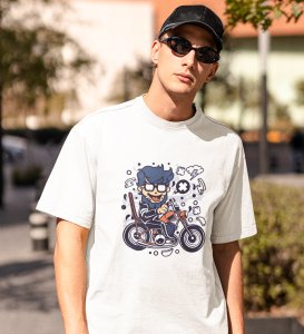 The Rider White Round Neck Cotton Half Sleeved Men's T-Shirt with Printed Graphics