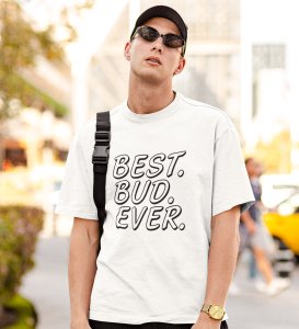 Finest Bud White Round Neck Cotton Half Sleeved Men's T-Shirt with Printed Graphics